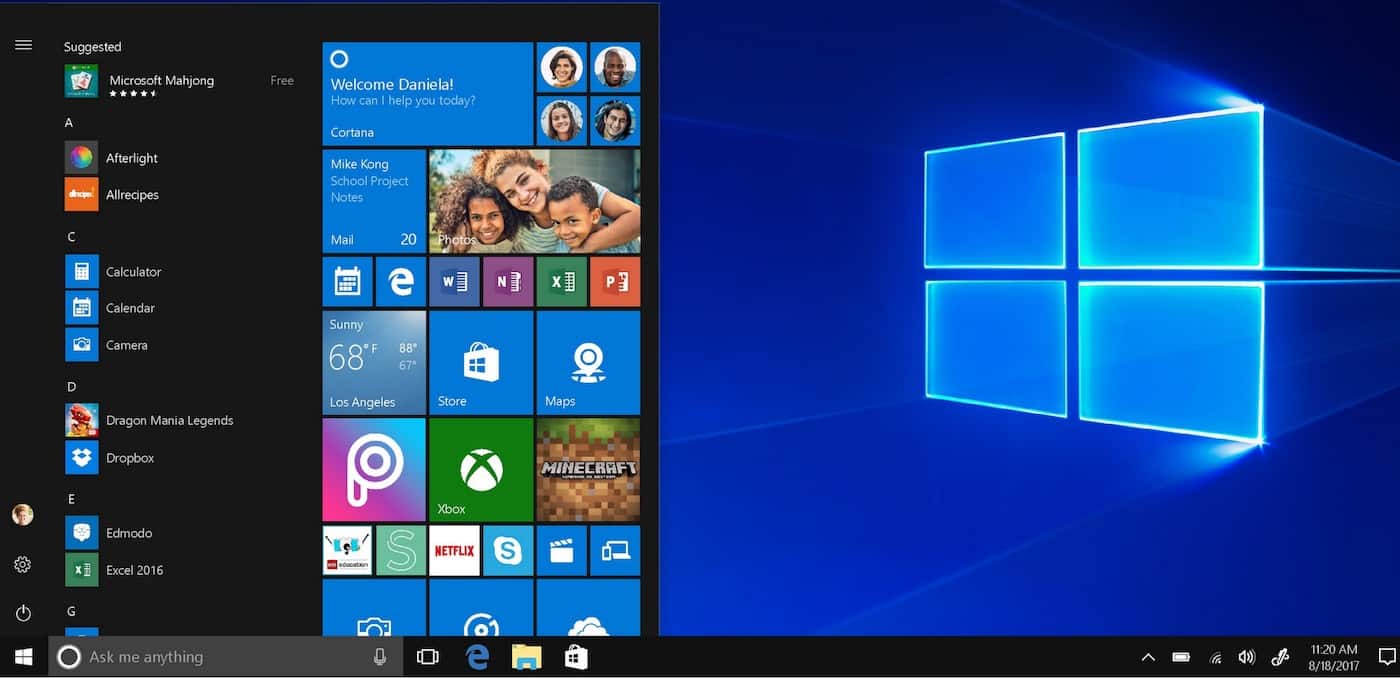 Screenshot of Windows 10.