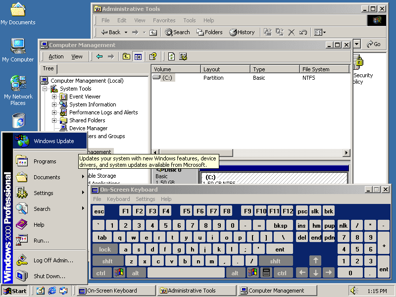 Screenshot of Windows 2000.