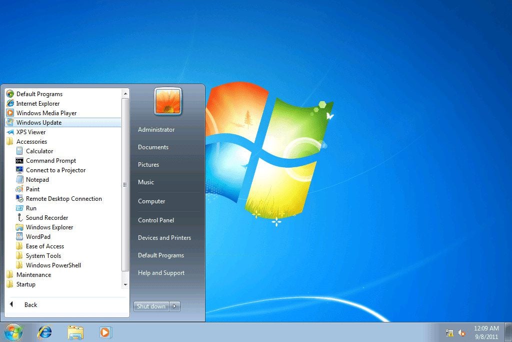 Screenshot of Windows 7.