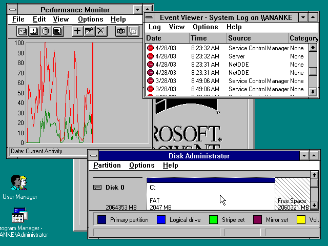 Screenshot of Windows NT.