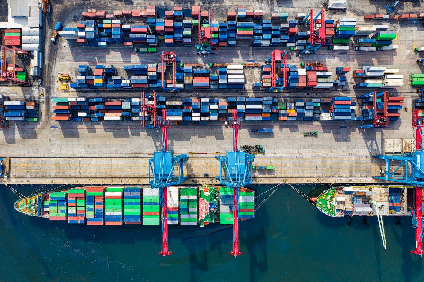 Image of cargo ship with freight containers meant to represent Docker container software.