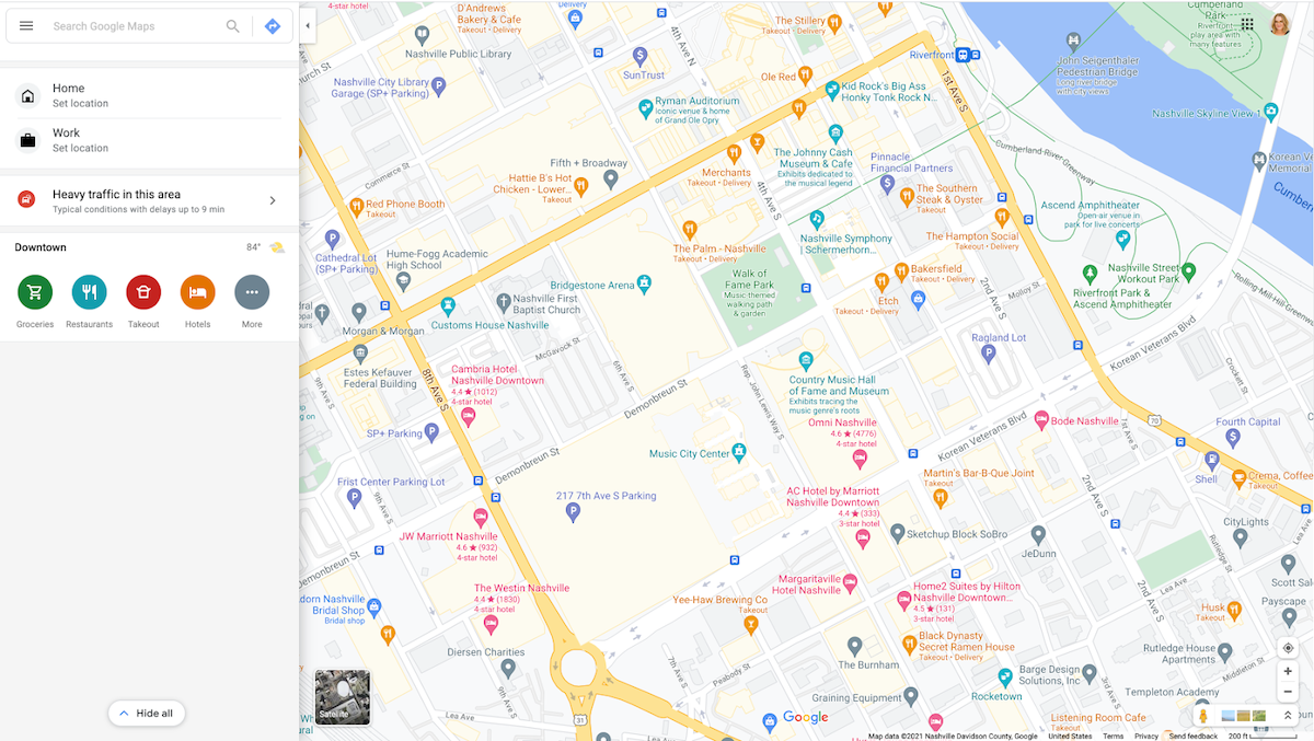 Screenshot of Google Maps in web browser.
