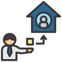 Icon represents a vendor selling to an end customer.