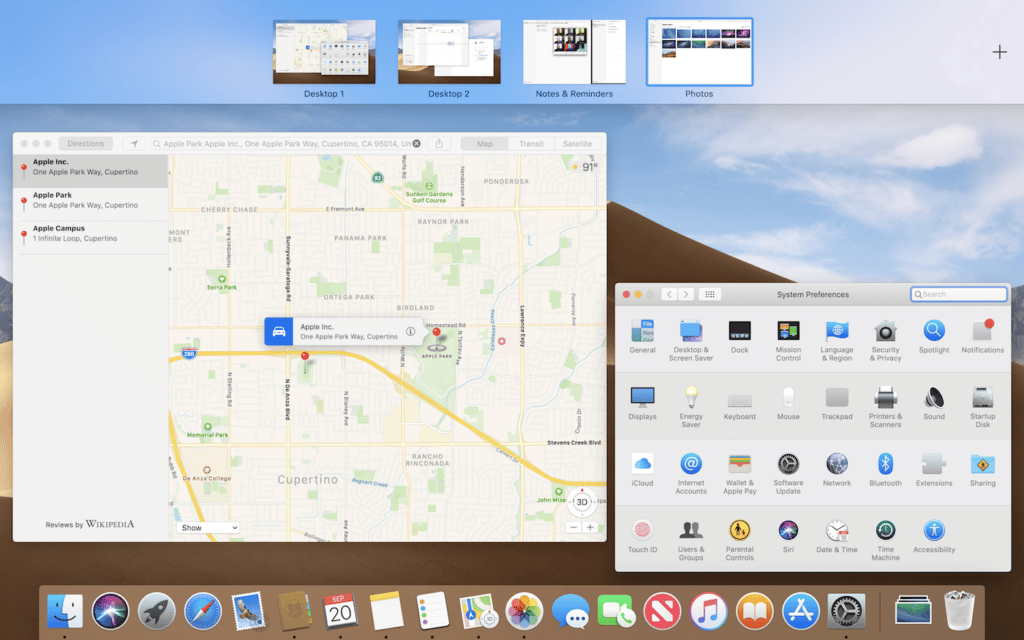 Screenshot of macOS Mojave.