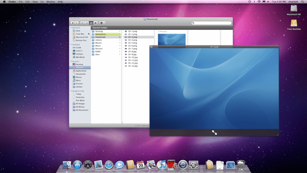 Screenshot of Mac OS X version 10.6, Snow Leopard.