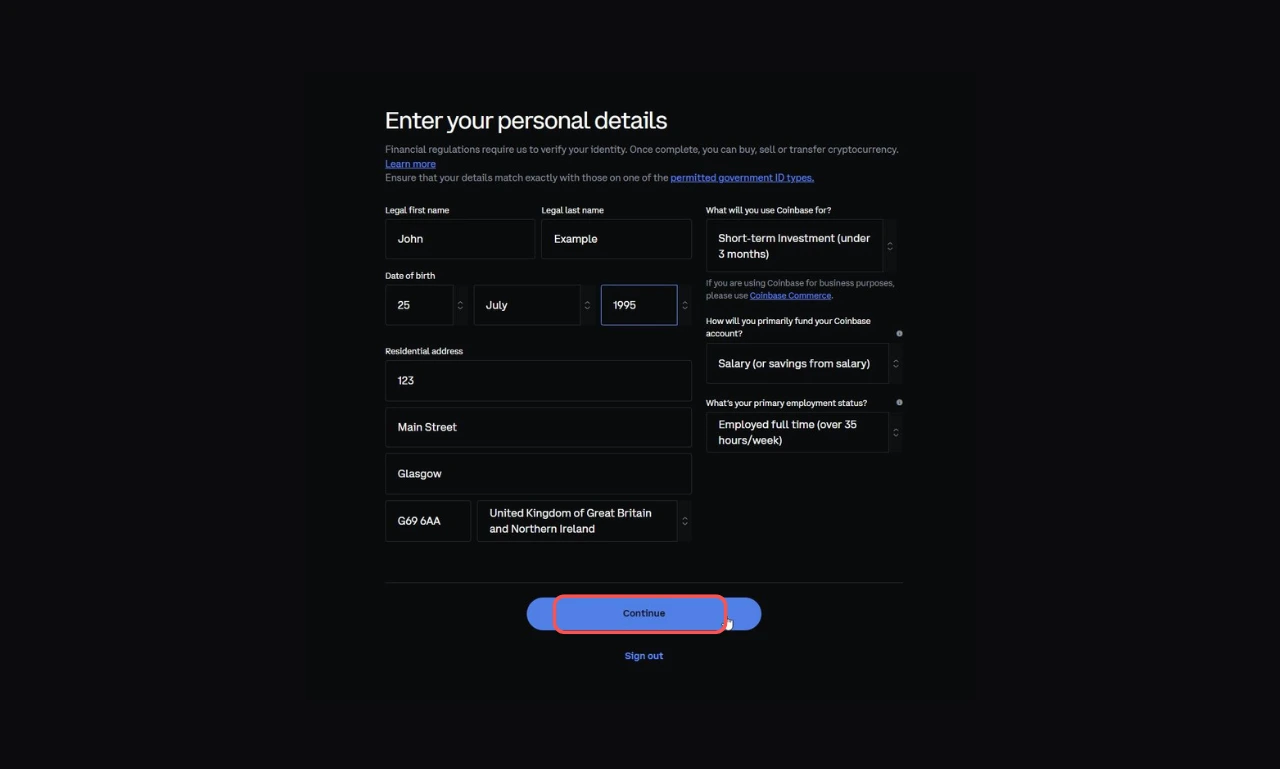 Verify Coinbase Account
