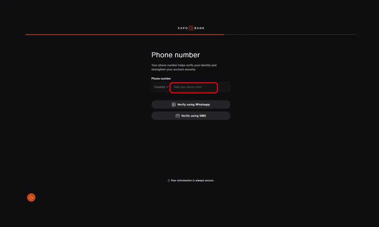 Xapo Bank Add Number