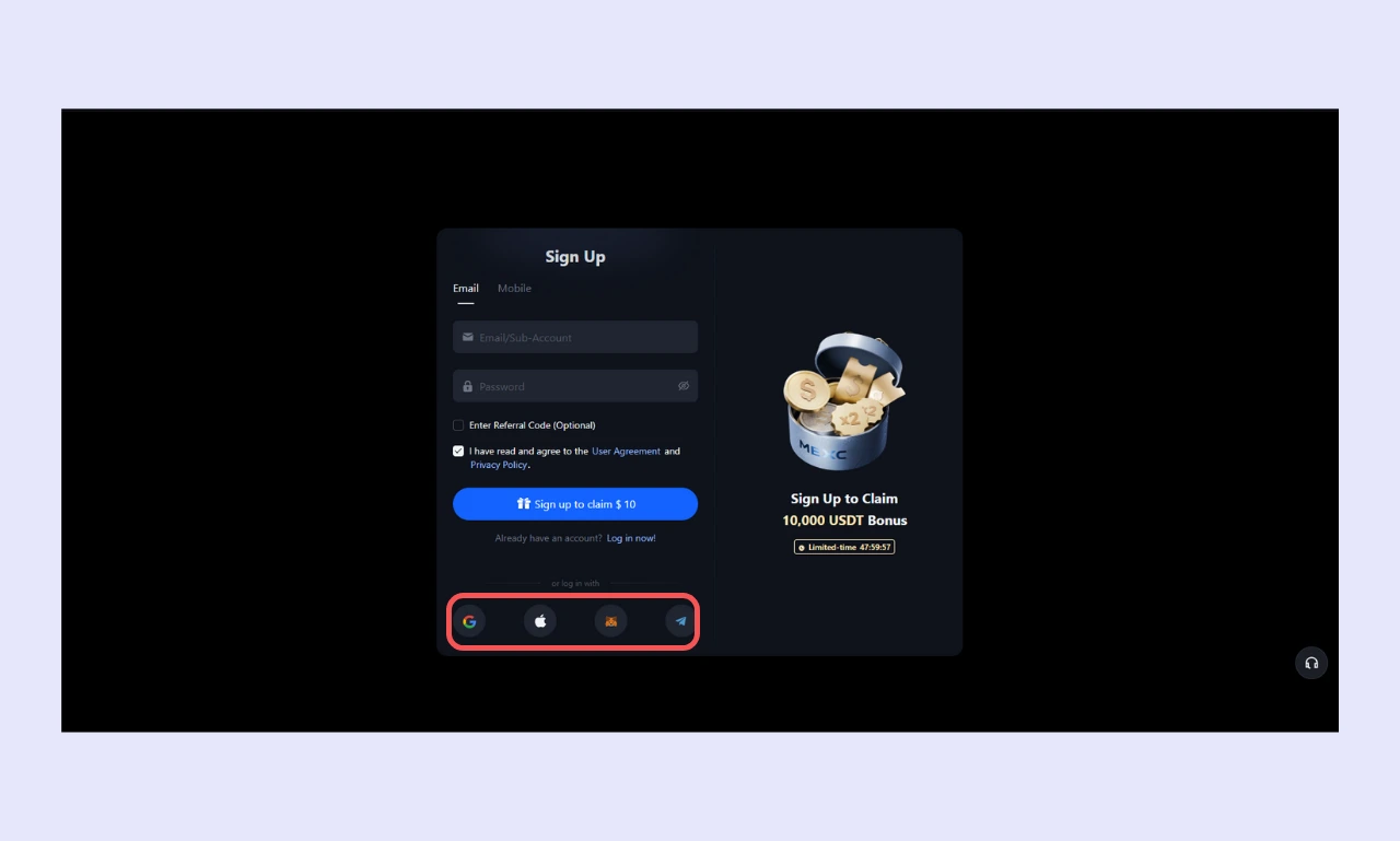 MEXC Signup - gmail