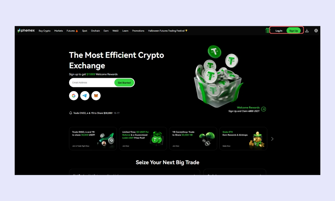 Phemex Homepage
