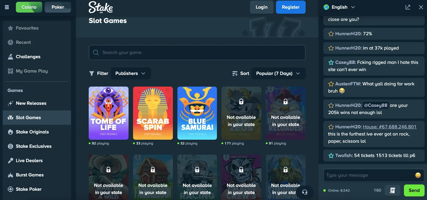 Stake.us slots