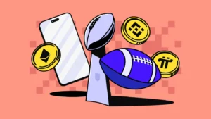 Super bowl trophy, ball and crypto
