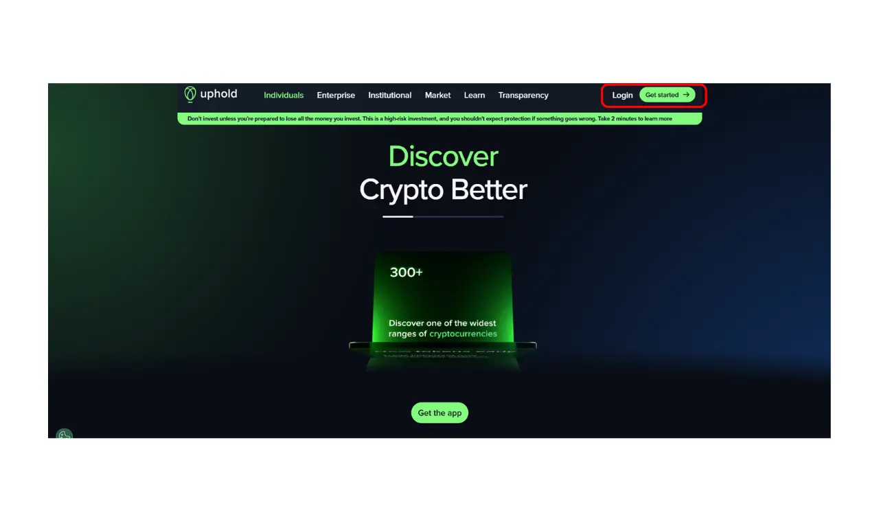 Uphold Home page