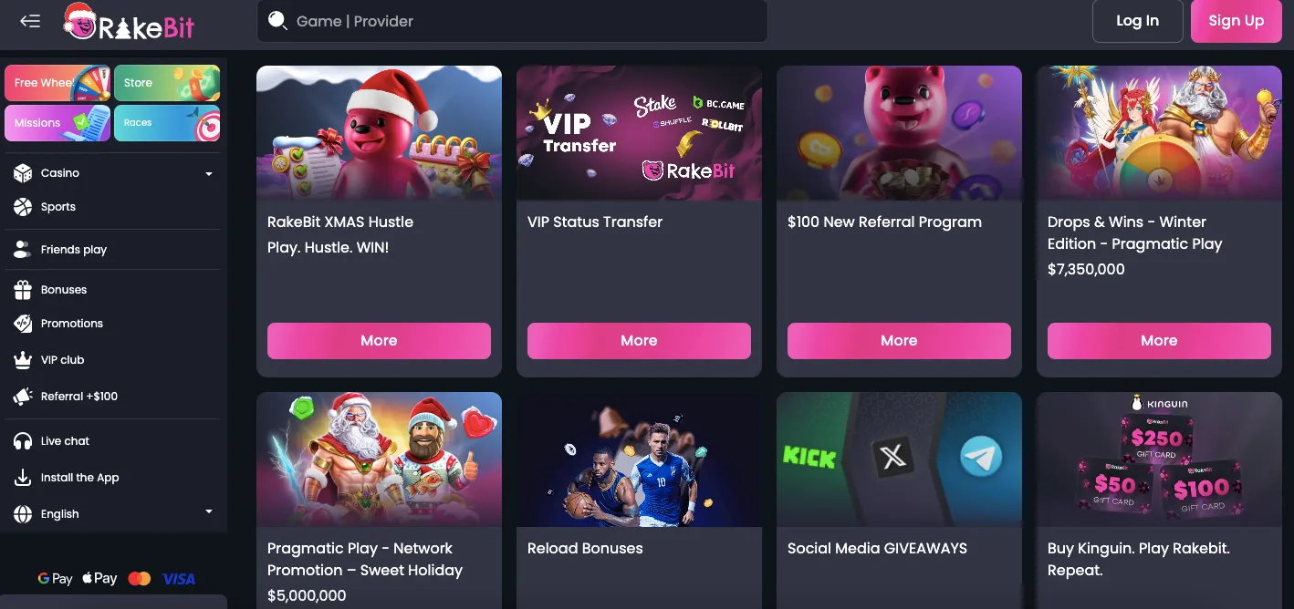Rakebit casino bonuses