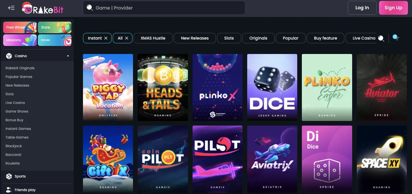 Rakebit casino games and software providers