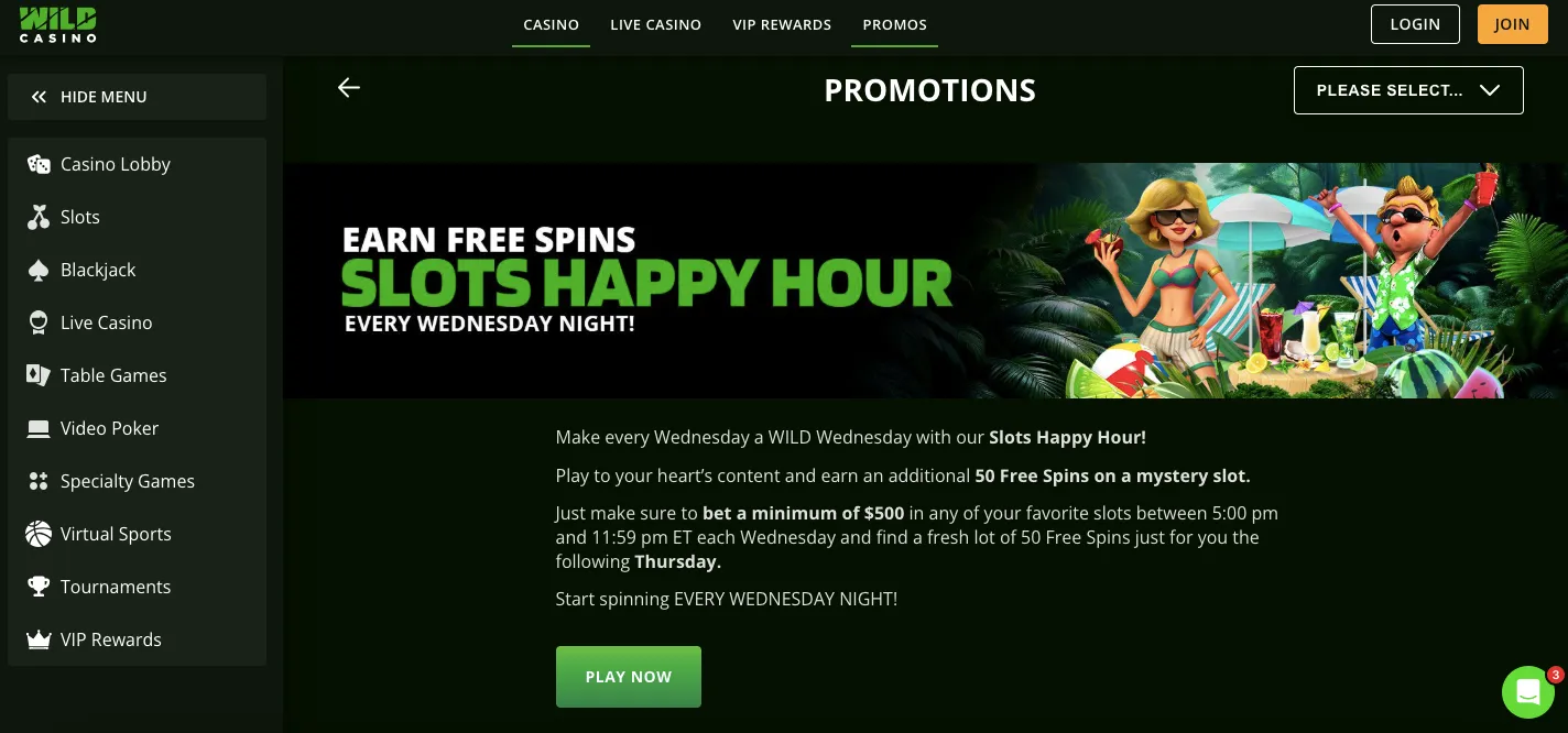 Wild Casino no deposit and free spins