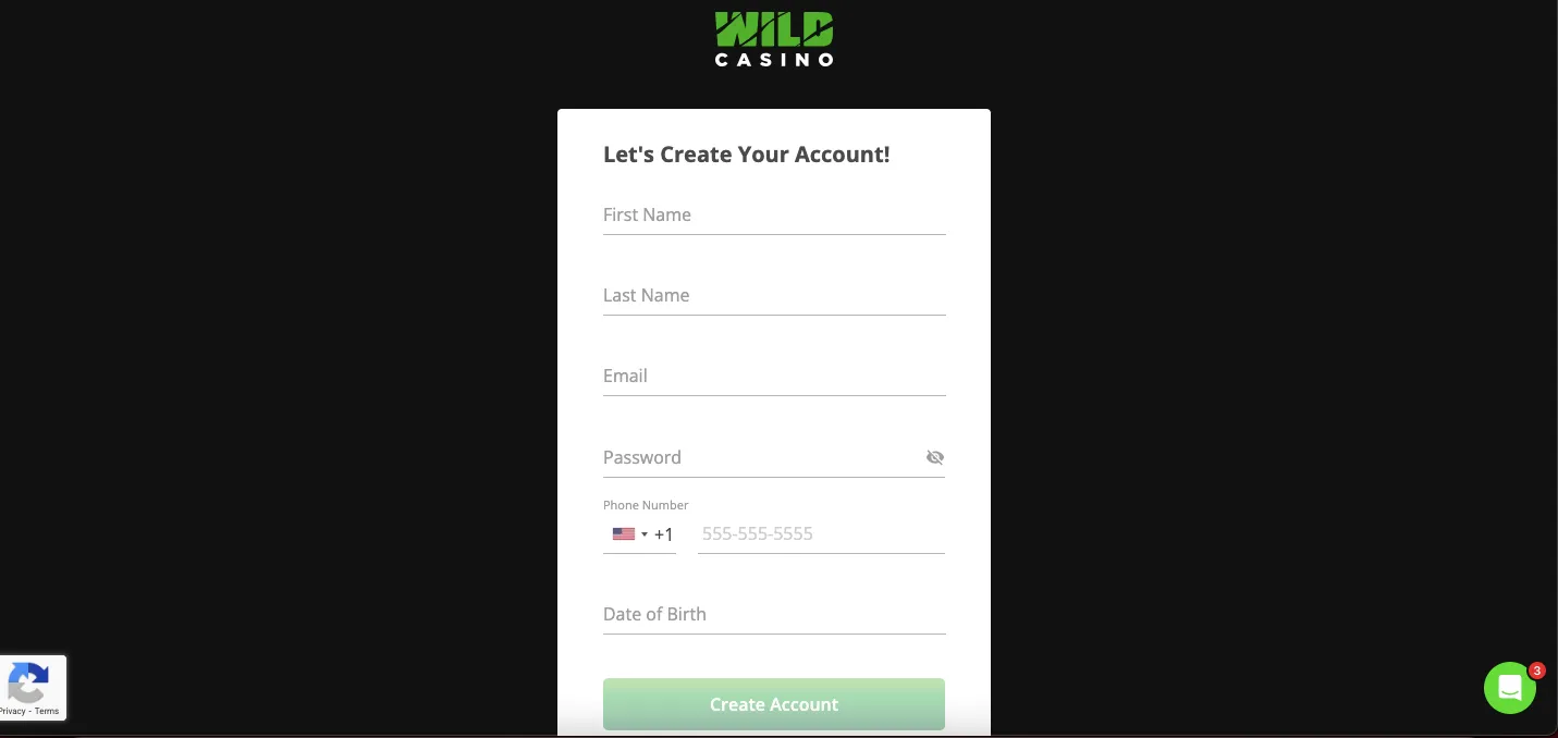Wild Casino sign up