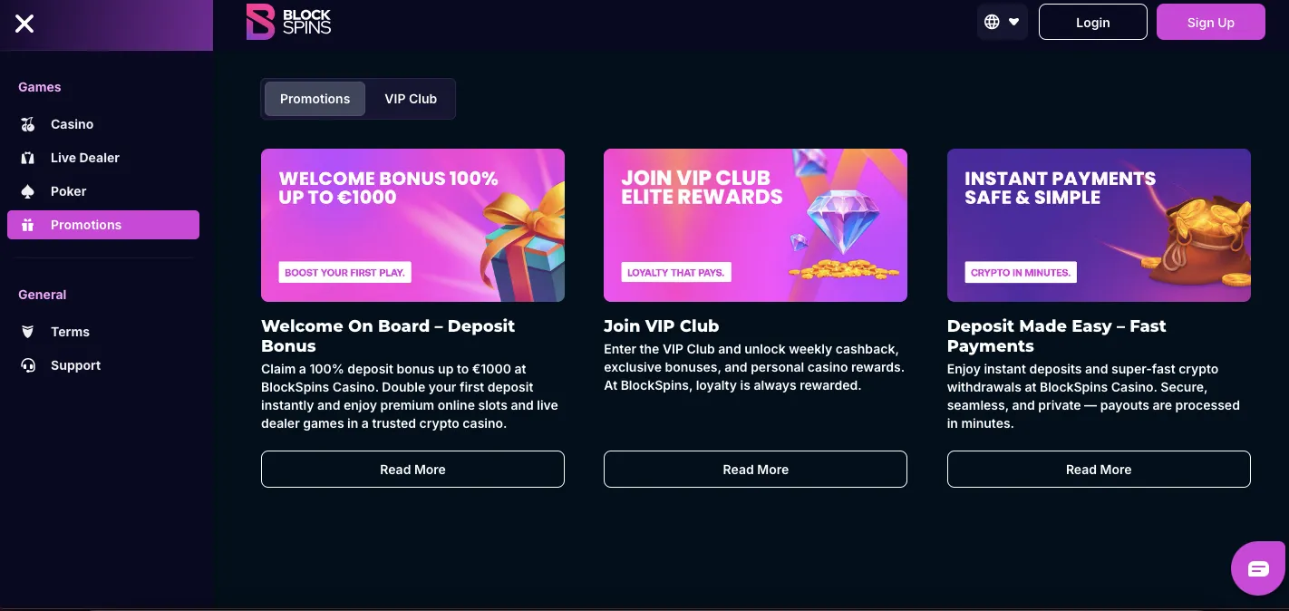 Blockspins casino promos and bonuses