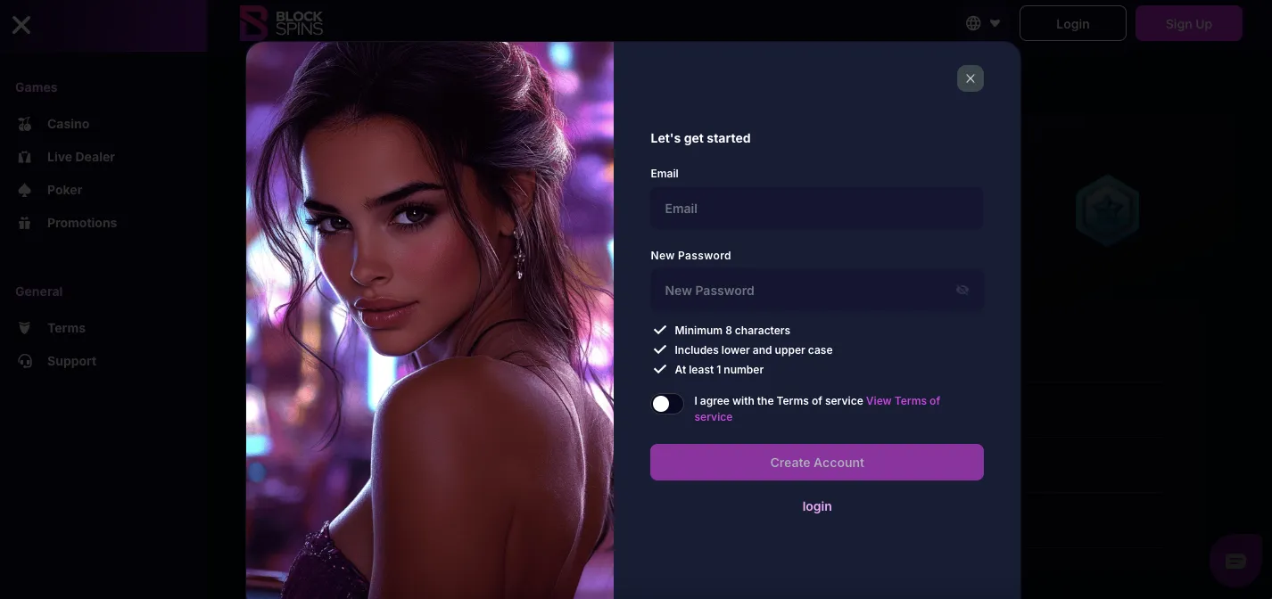 Blockspins casino sign up