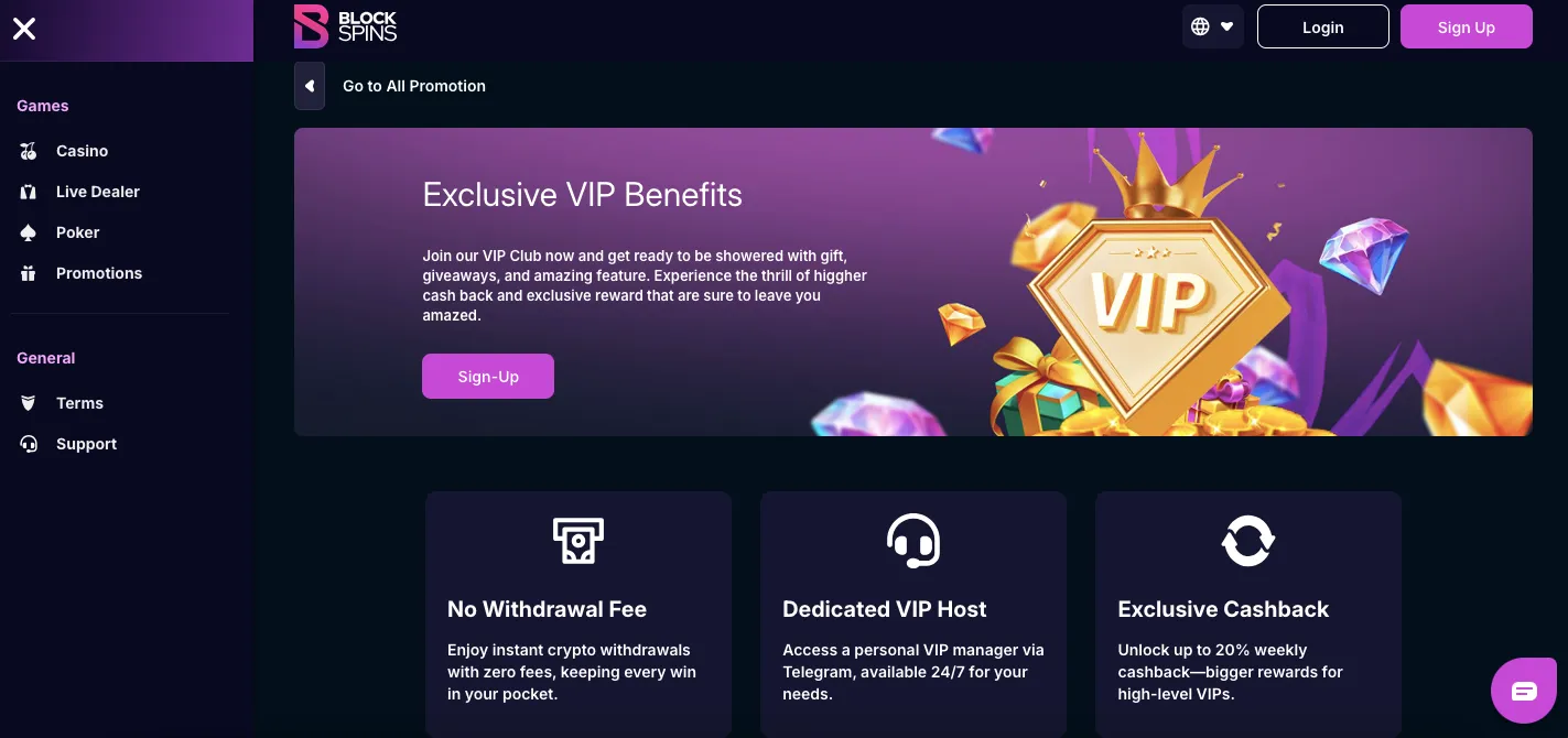 Blockspins casino VIP