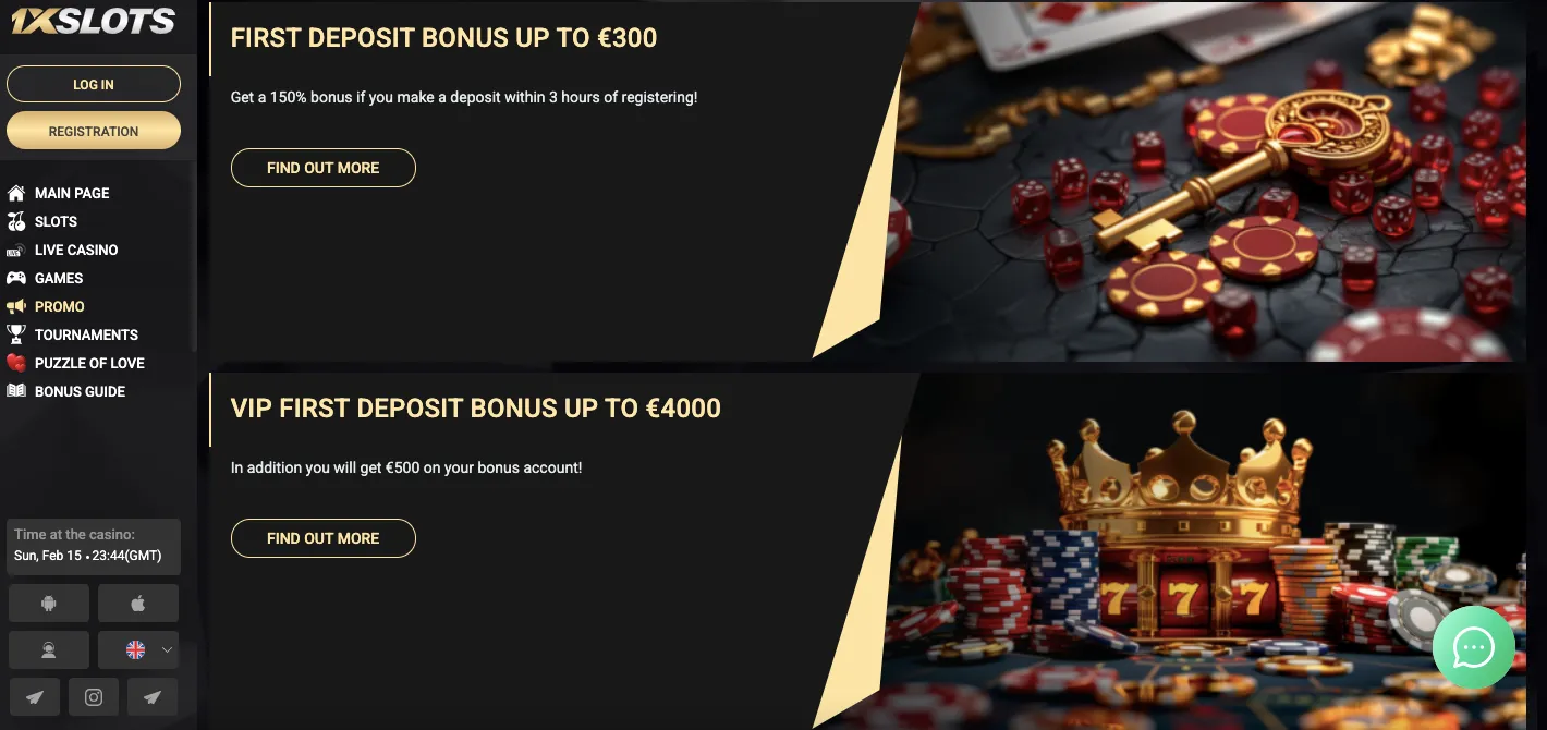1xslots bonuses and promos