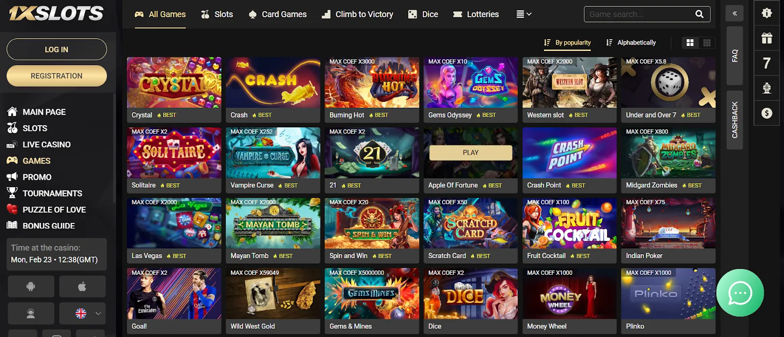 1xslots casino games and providers