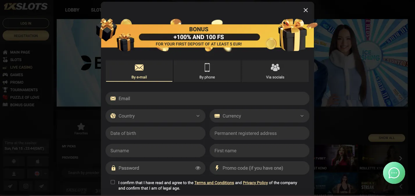 1xslots casino sign up