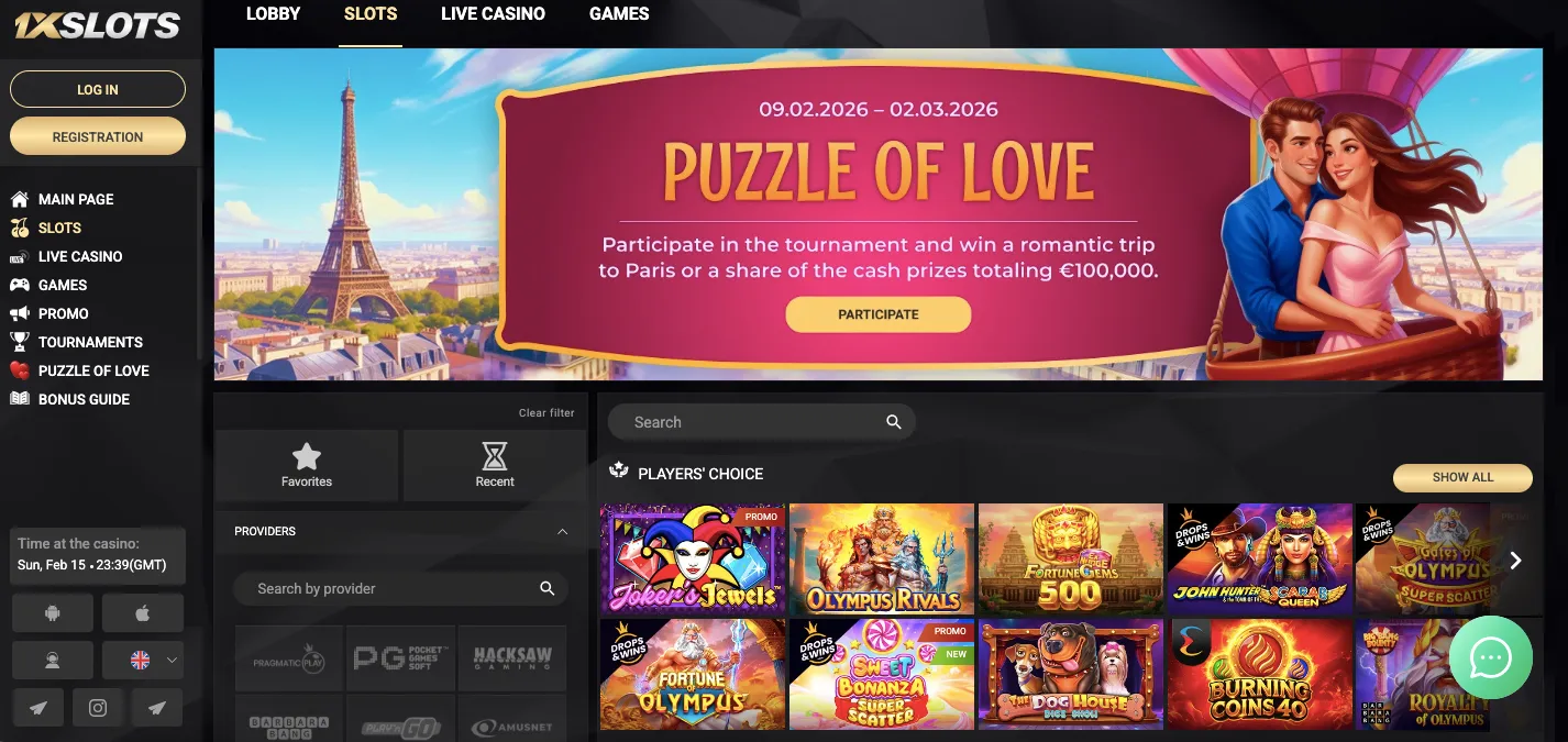 1xslots casino slots section