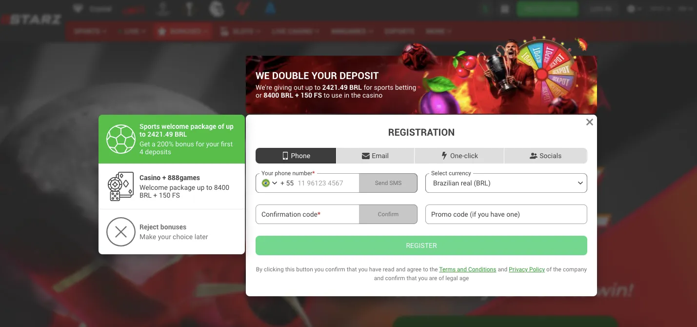 888Starz casino sign up