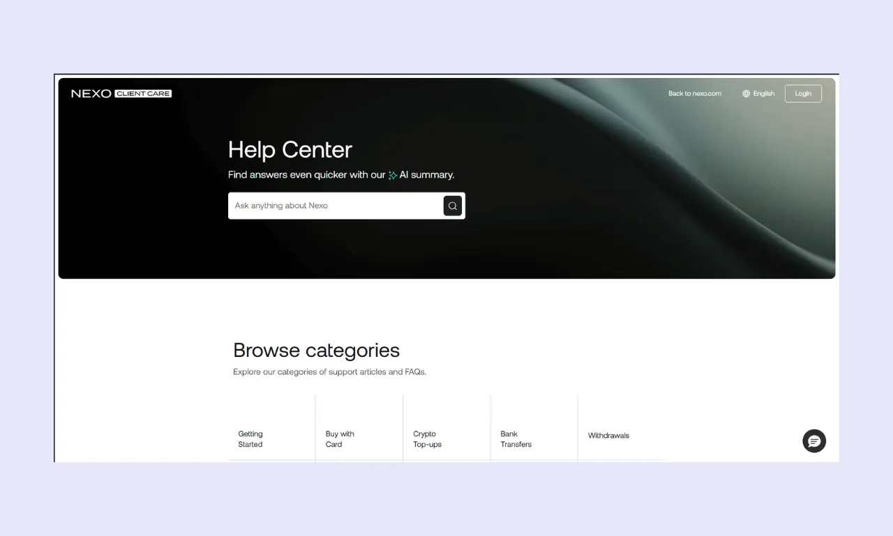 Nexo exchange Helpcenter
