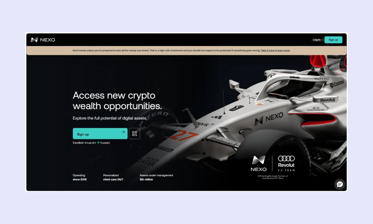 Nexo Exchange Review - Homepage