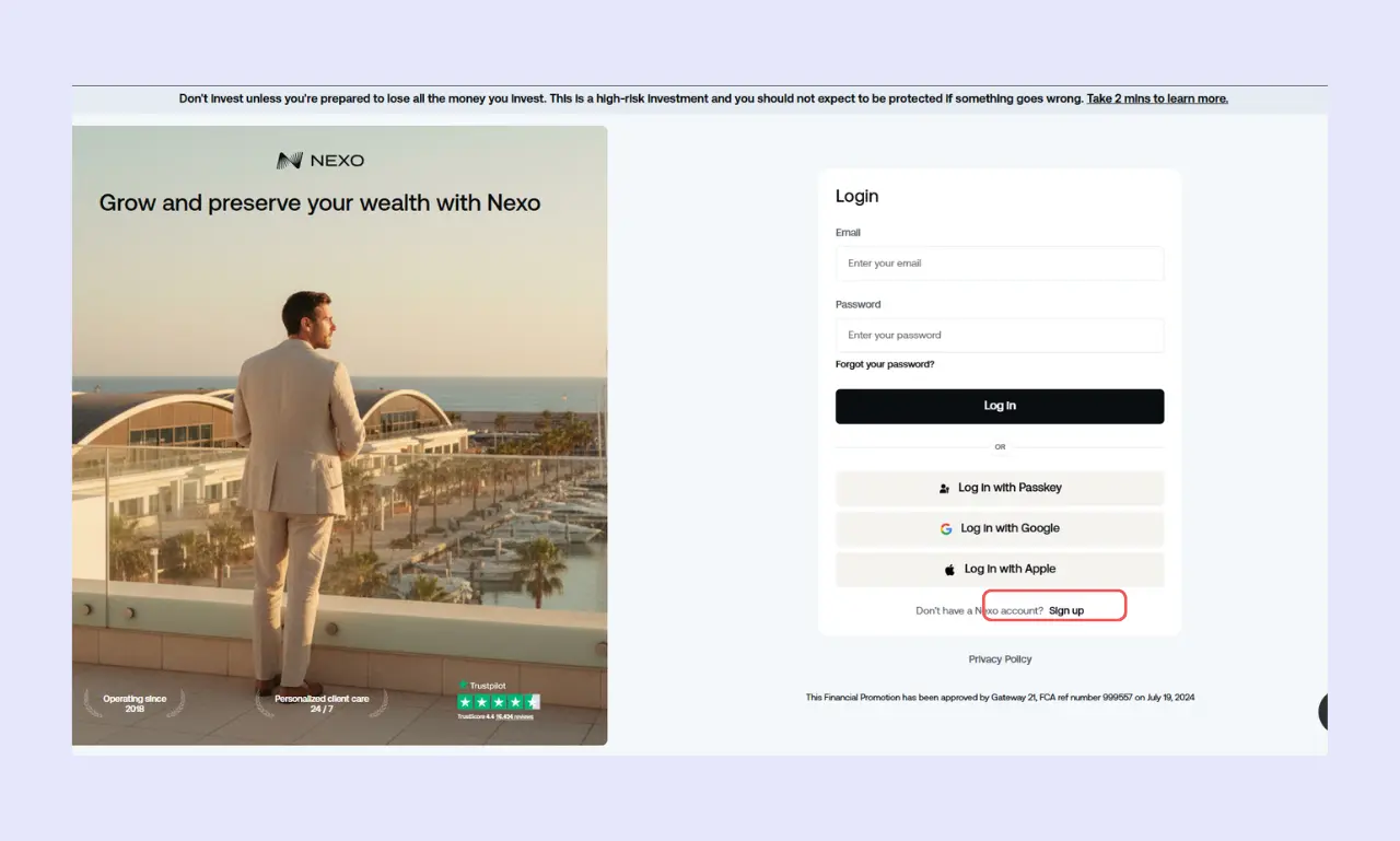 How to sign up for Nexo - Register for a Nexo Account