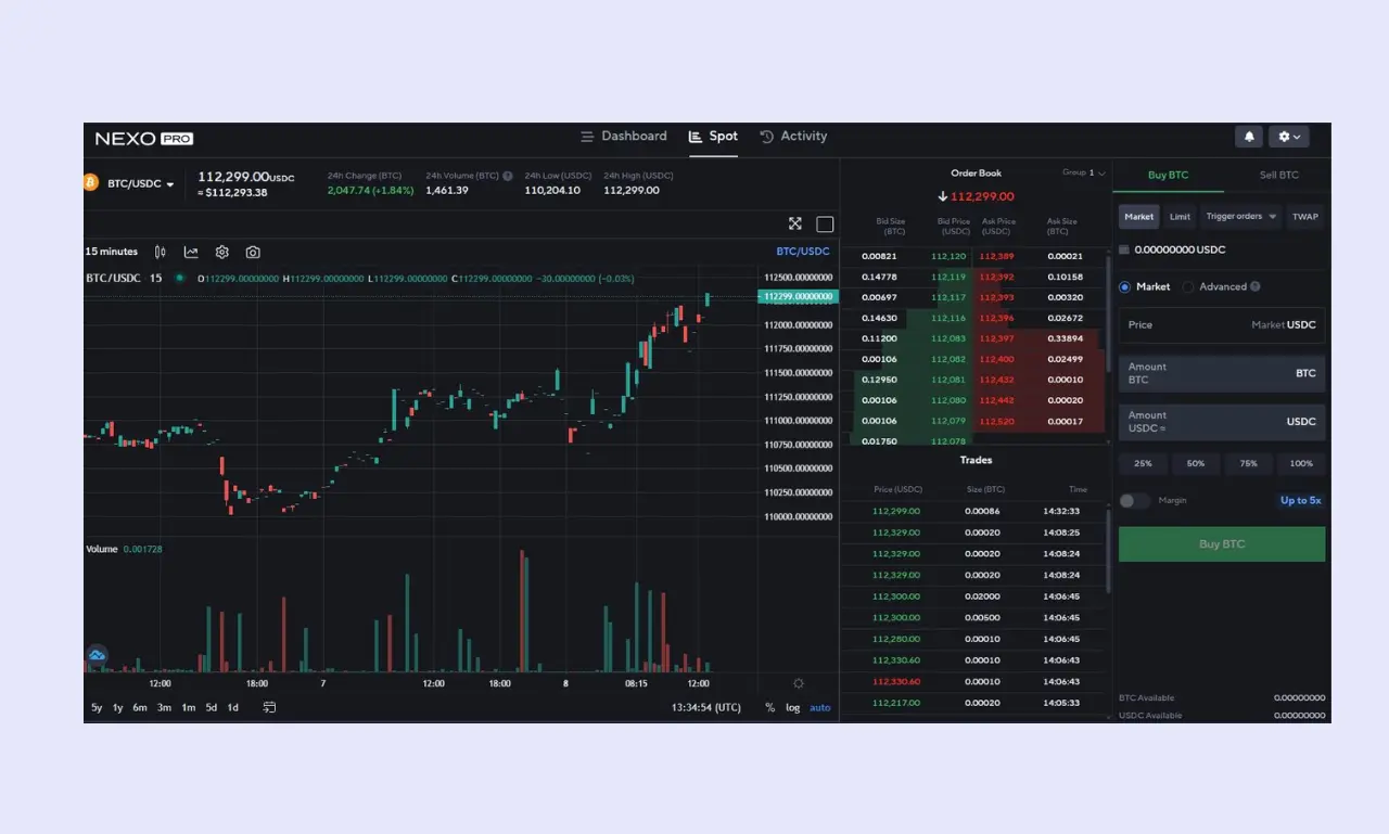 Nexo exchange Trading Platform