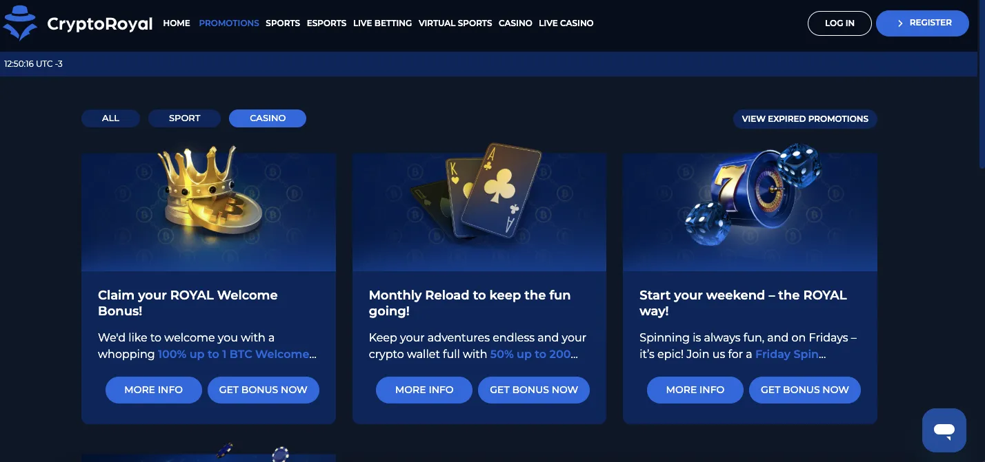 CryptoRoyal casino bonuses