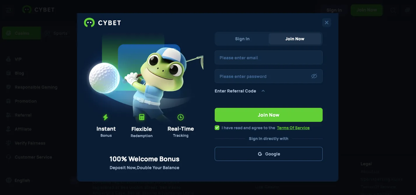 Cybet casino sign up