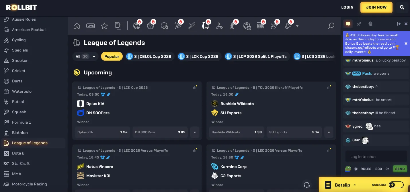 Rollbit casino esports