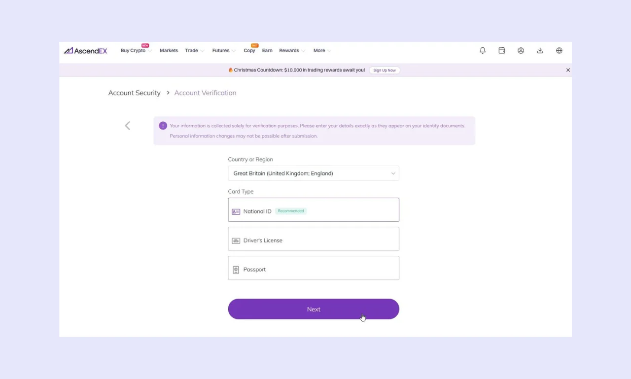 Ascendex Account Verification