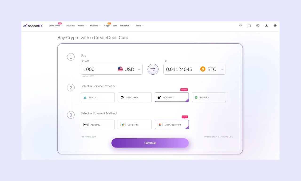 Ascendex Buy Crypto