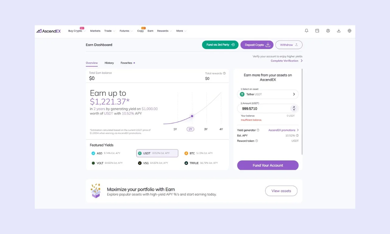 Ascendex Earn