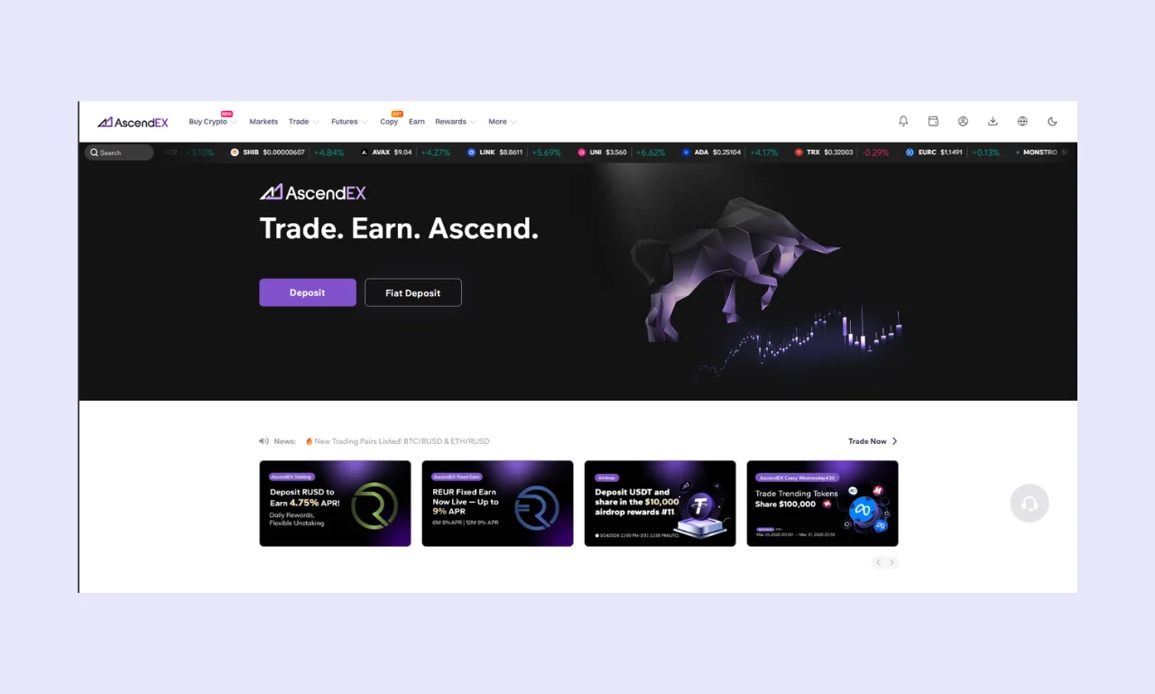 Ascendex Homepage