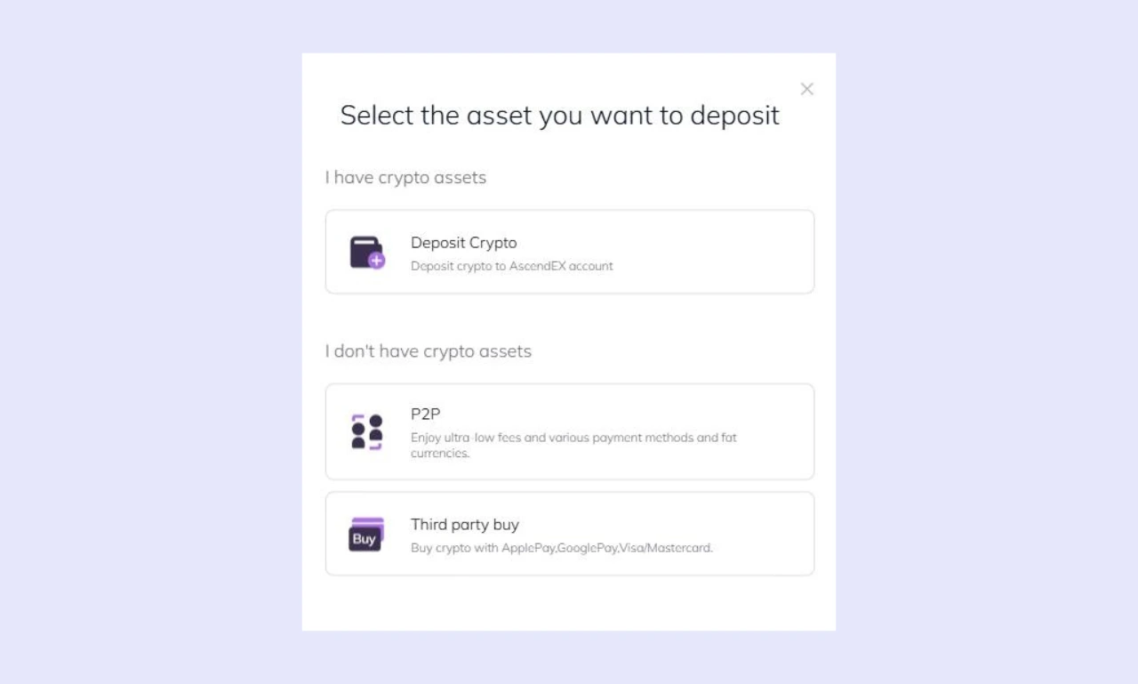 Ascendex Payment Method