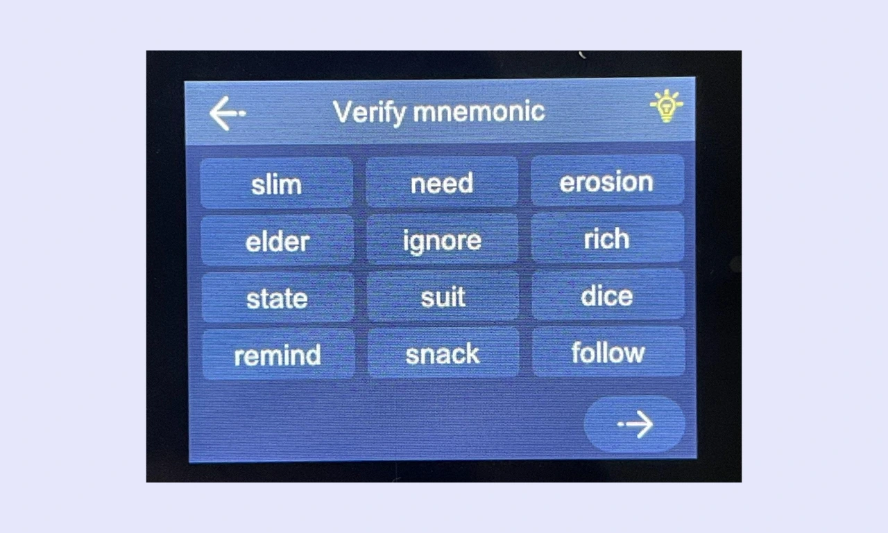 How to setup Ellipal - Backup Mnemonics