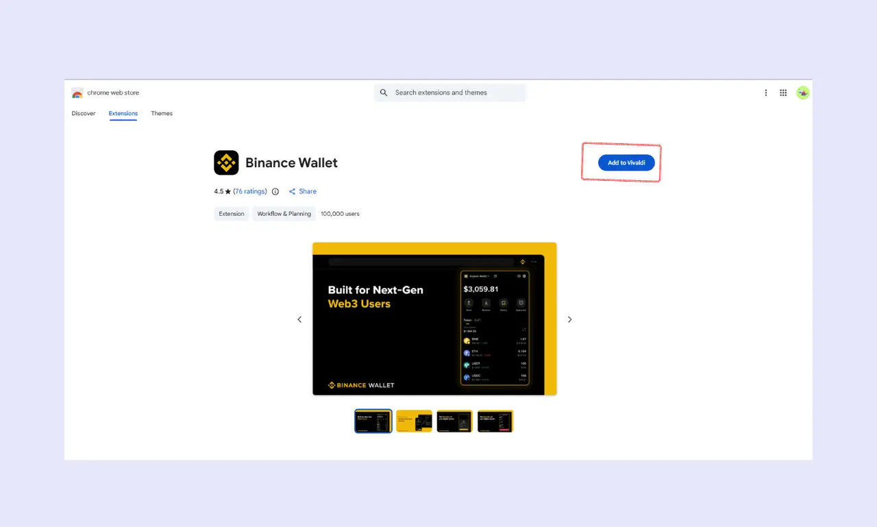 Binance Wallet - Add to chrome option (Chrome Extension)
