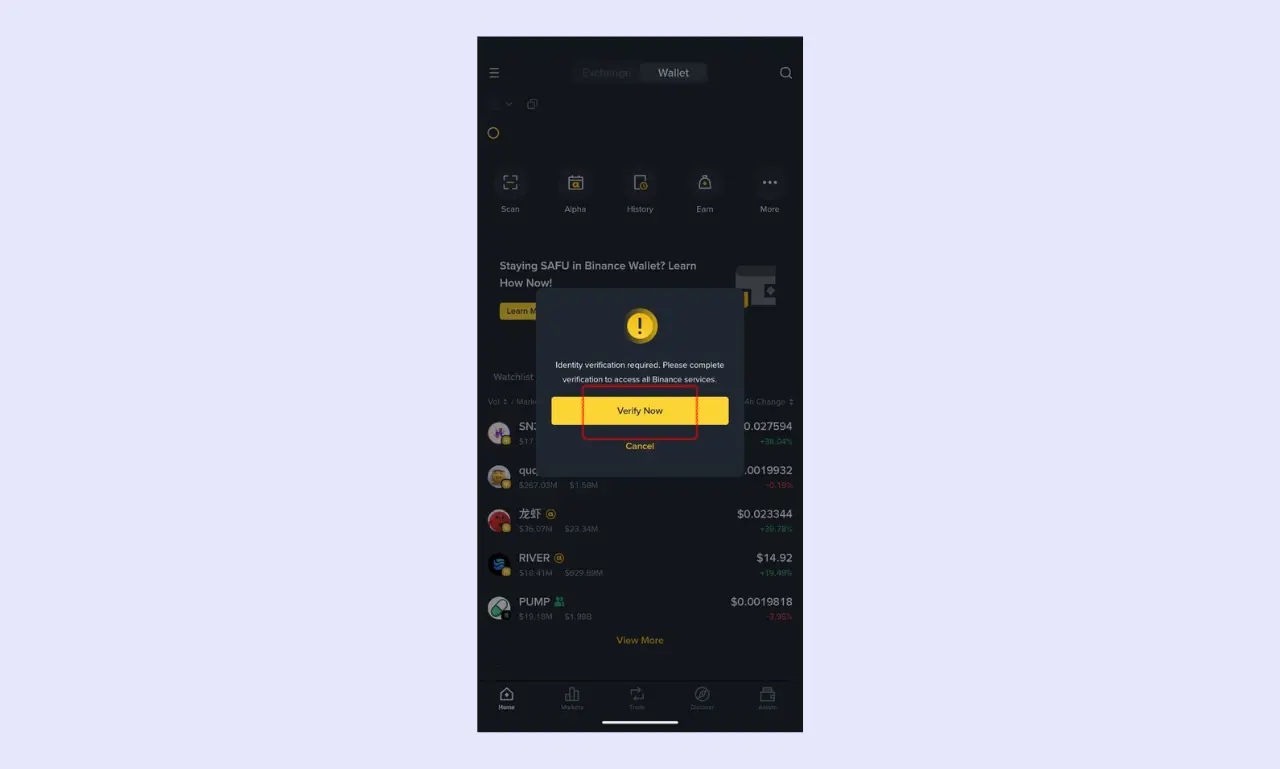 Binance Wallet Requiring KYC
