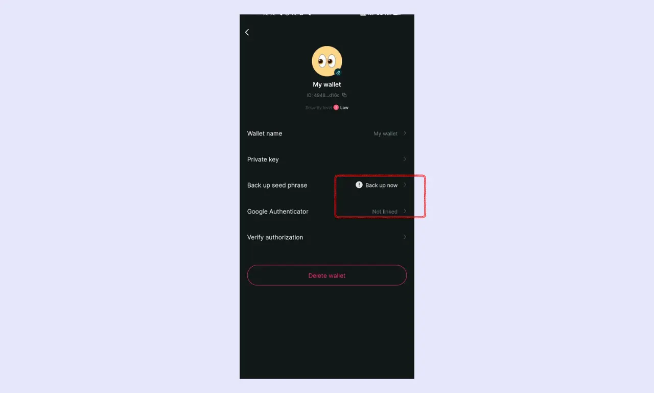 Bitget Wallet security Option