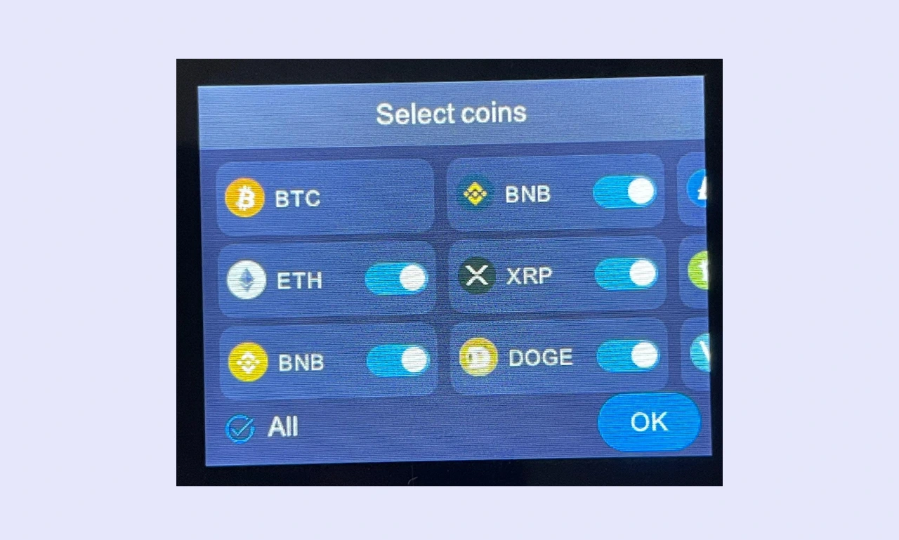 How to setup Ellipal - Choose Coins and Deposit
