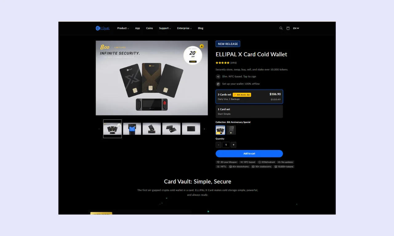 Ellipal X Card Cold Wallet