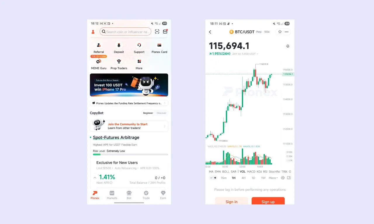 Pionex Review - Mobile App