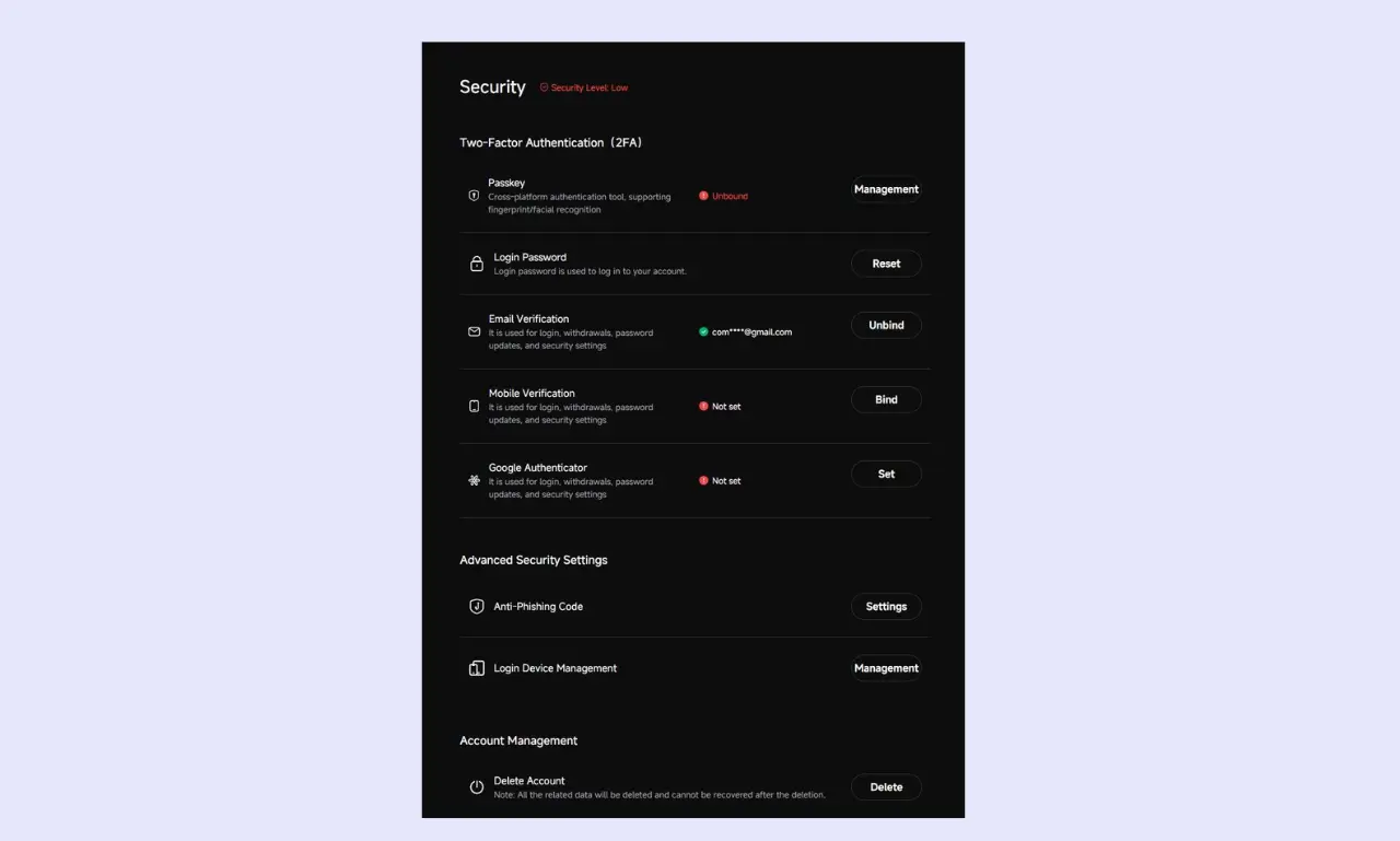 Pionex Security Options