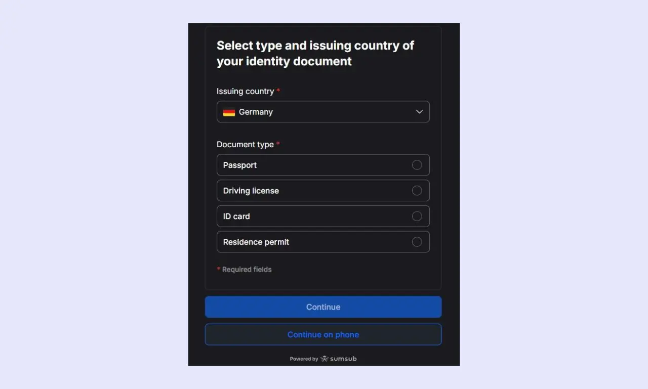 Pionex Identity Verification Options
