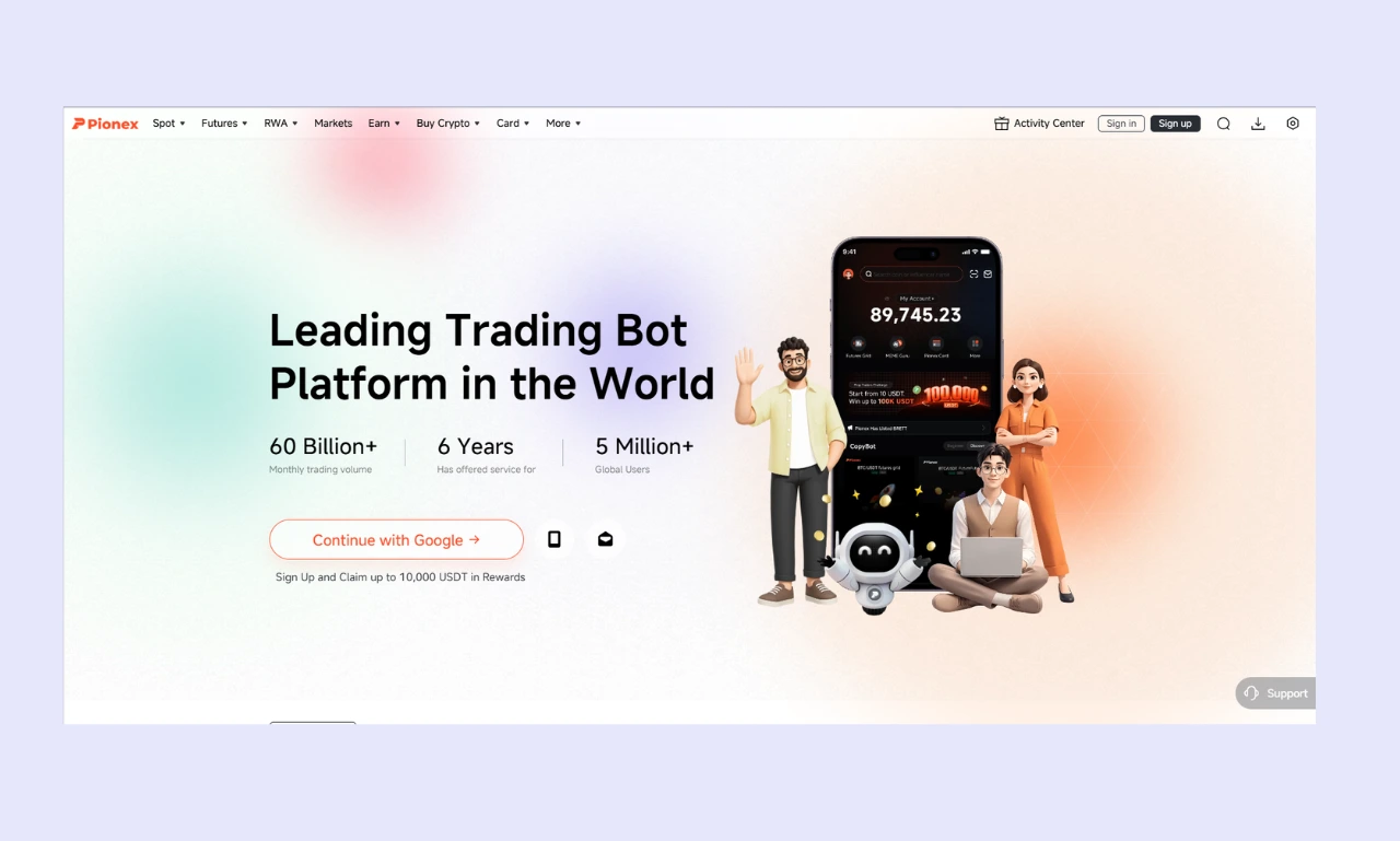 Pionex Home page